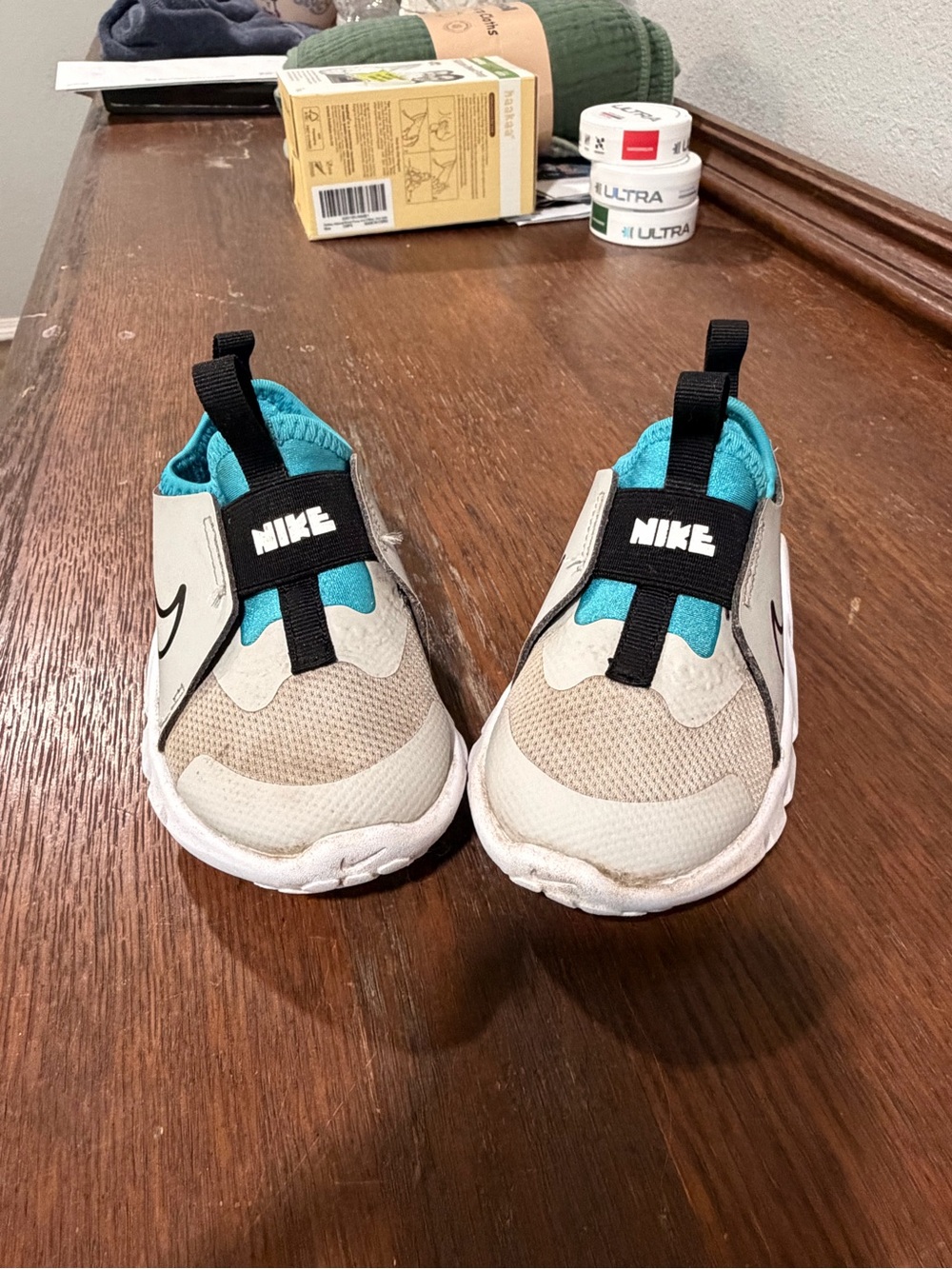 Toddler Nike Slip-On Sneakers — Grey and Teal